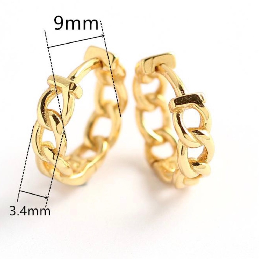 Gold Chain Link Hoop Earrings - Picture 5 of 5